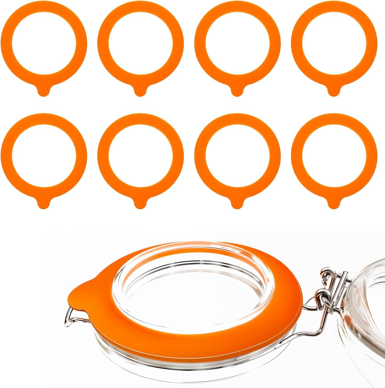 8-Piece Silicone Replacement Gaskets for Glass Jars