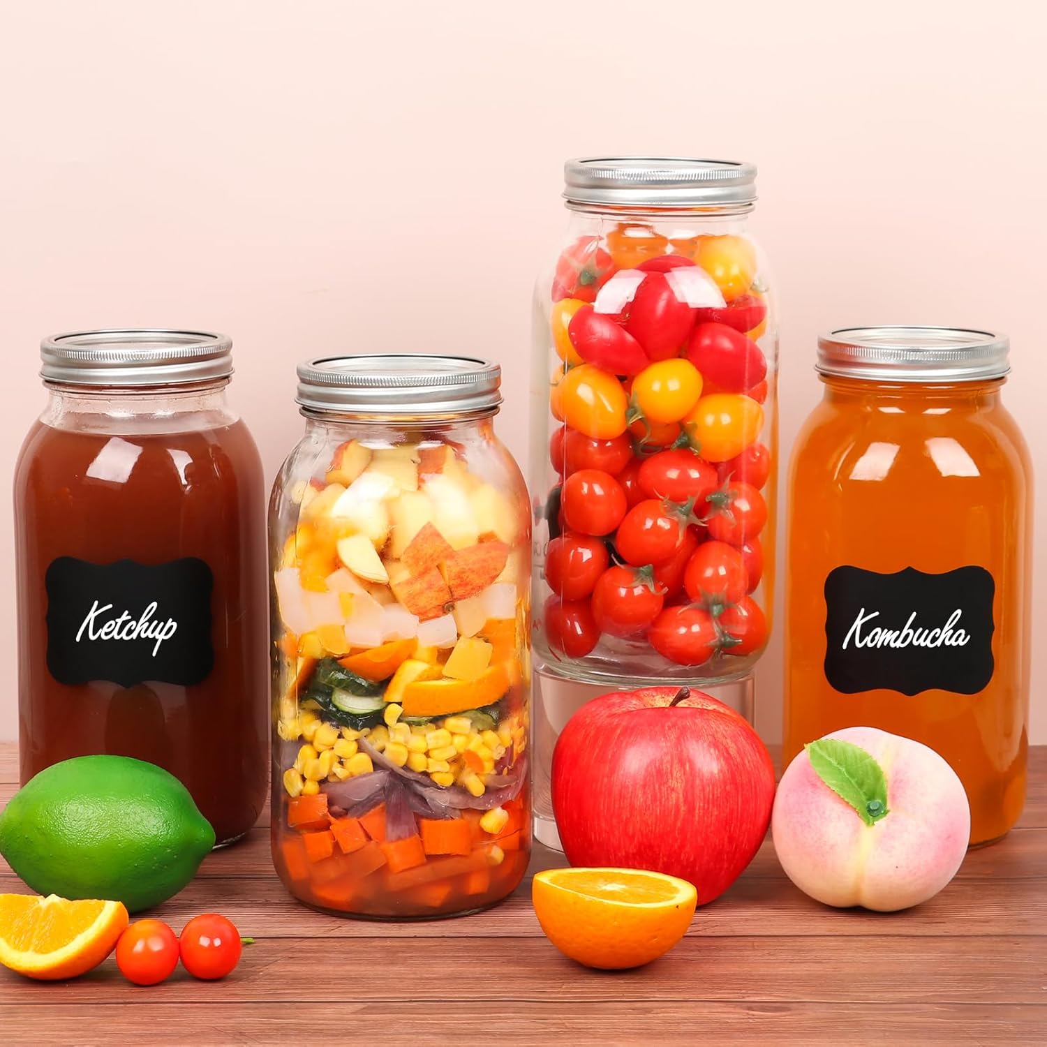 3-Pack Mason Jars 64 oz Wide Mouth