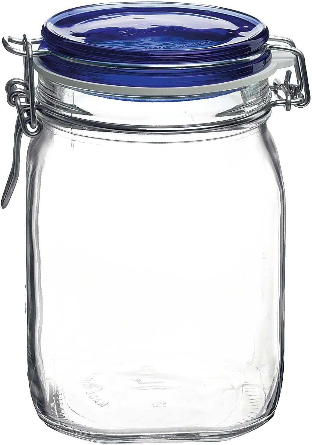 Bormioli Rippo 3375-Ounce Jar Blue Lid Capacity Dishwasher Safe