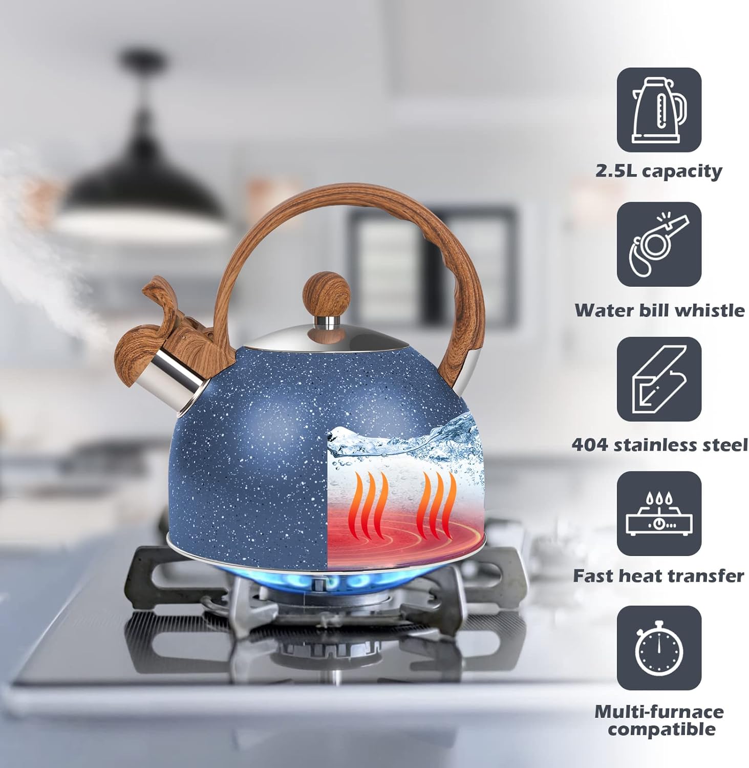 Chic 26 Quart Stainless Steel Kettle with Whistle
