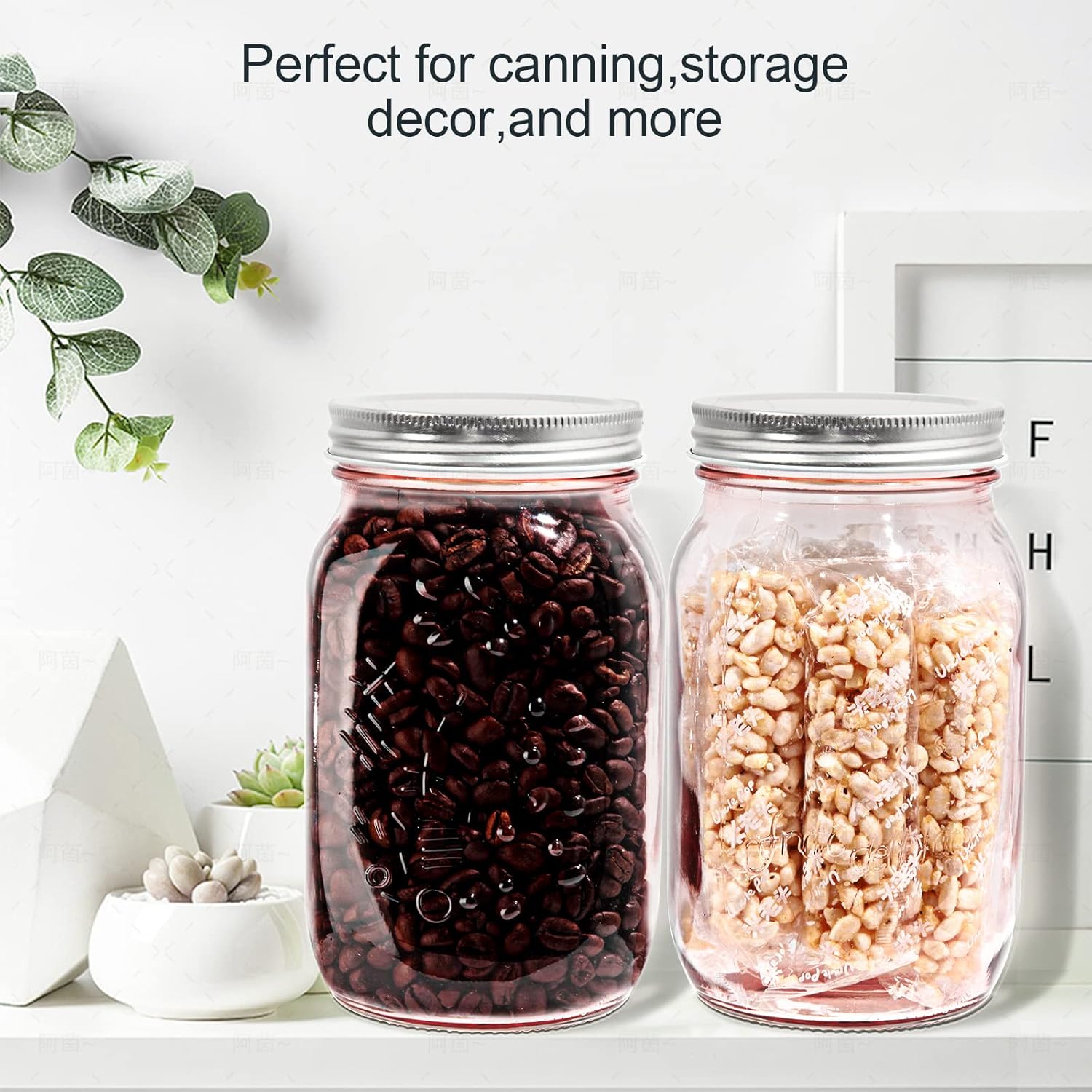 Amzcku 32 oz Rose-Pink Mason Jars 6 Pack