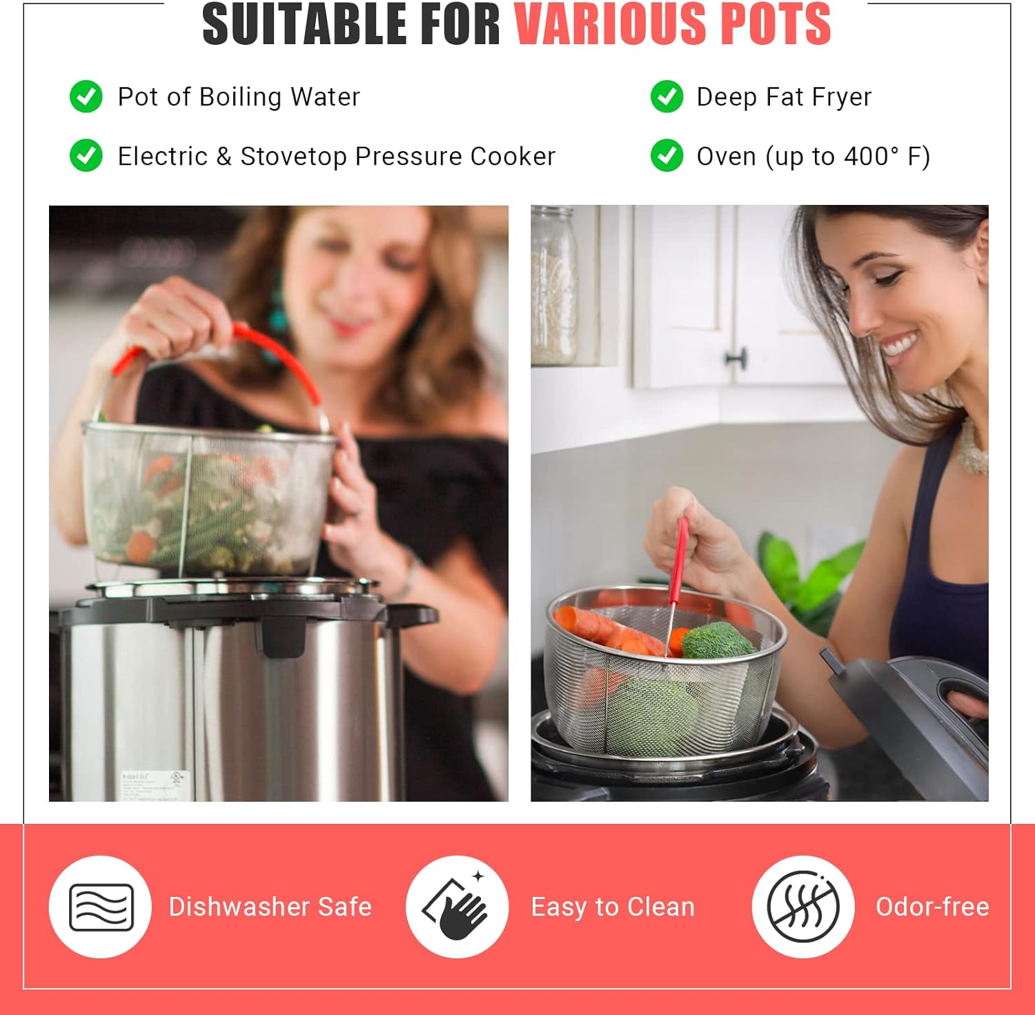 Salbree Original 6 qt Steamer Basket Instant Pot -6 qt Ivory Handle