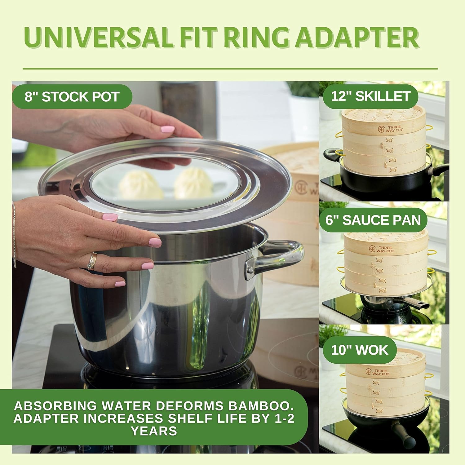Bamboo Steamer with Handle for Cooking Dumplings Buns and More
