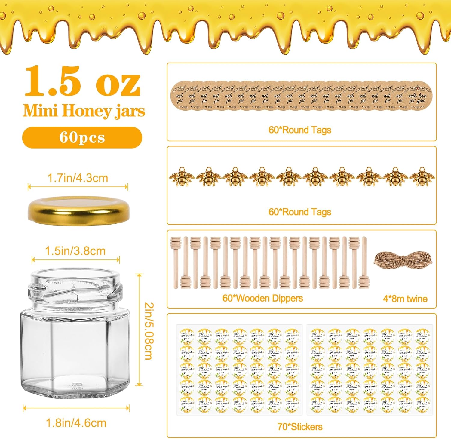 Bigivaca 60-Piece Honey Jar Set