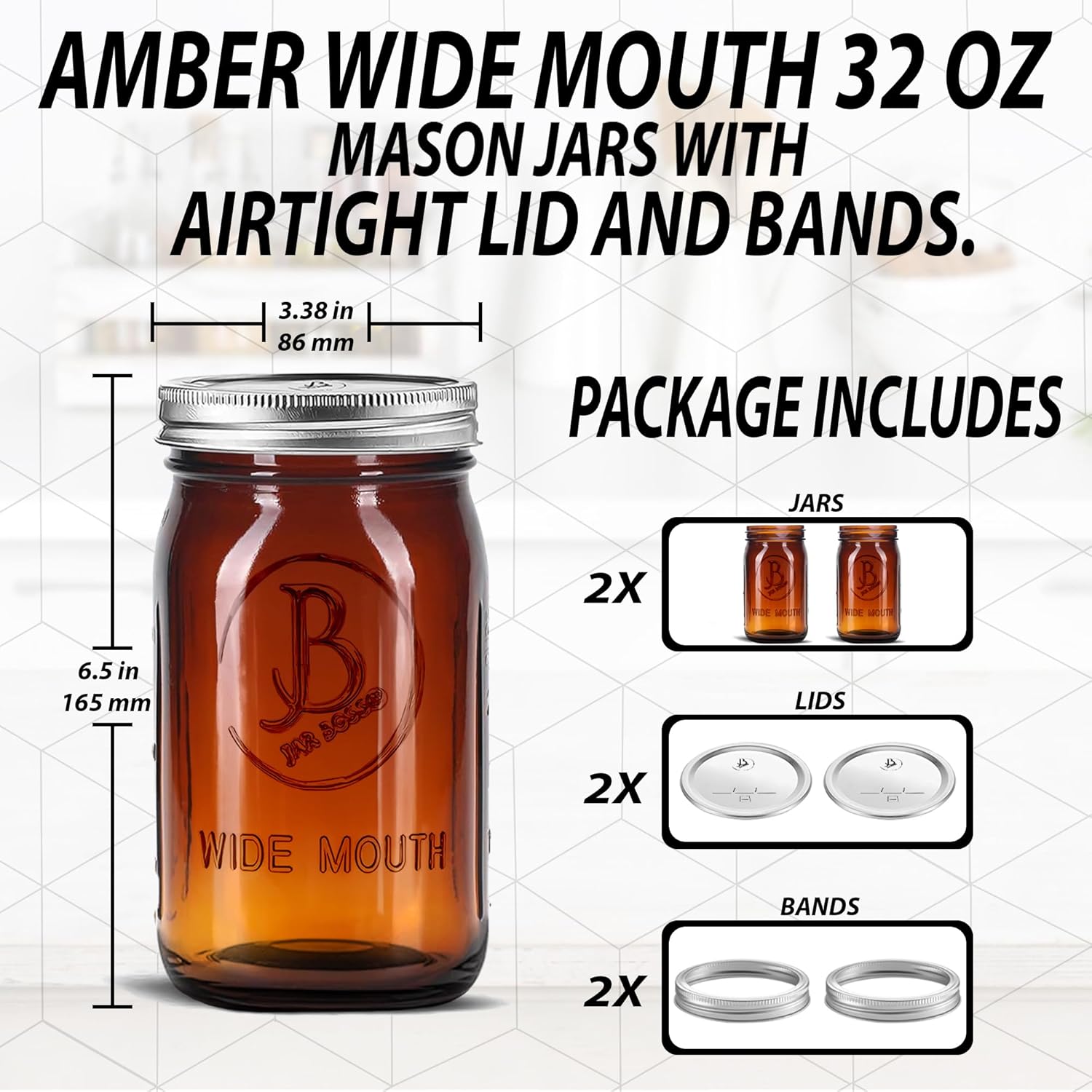 High-Quality Airtight Amber Mason Jars for Canning Fermenting and More