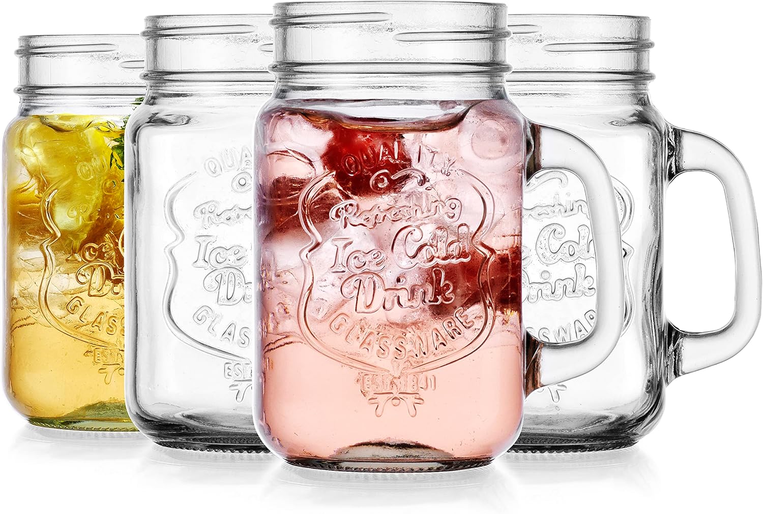 Glavers Mason Drinking Jars Set of 4 - 16 Oz