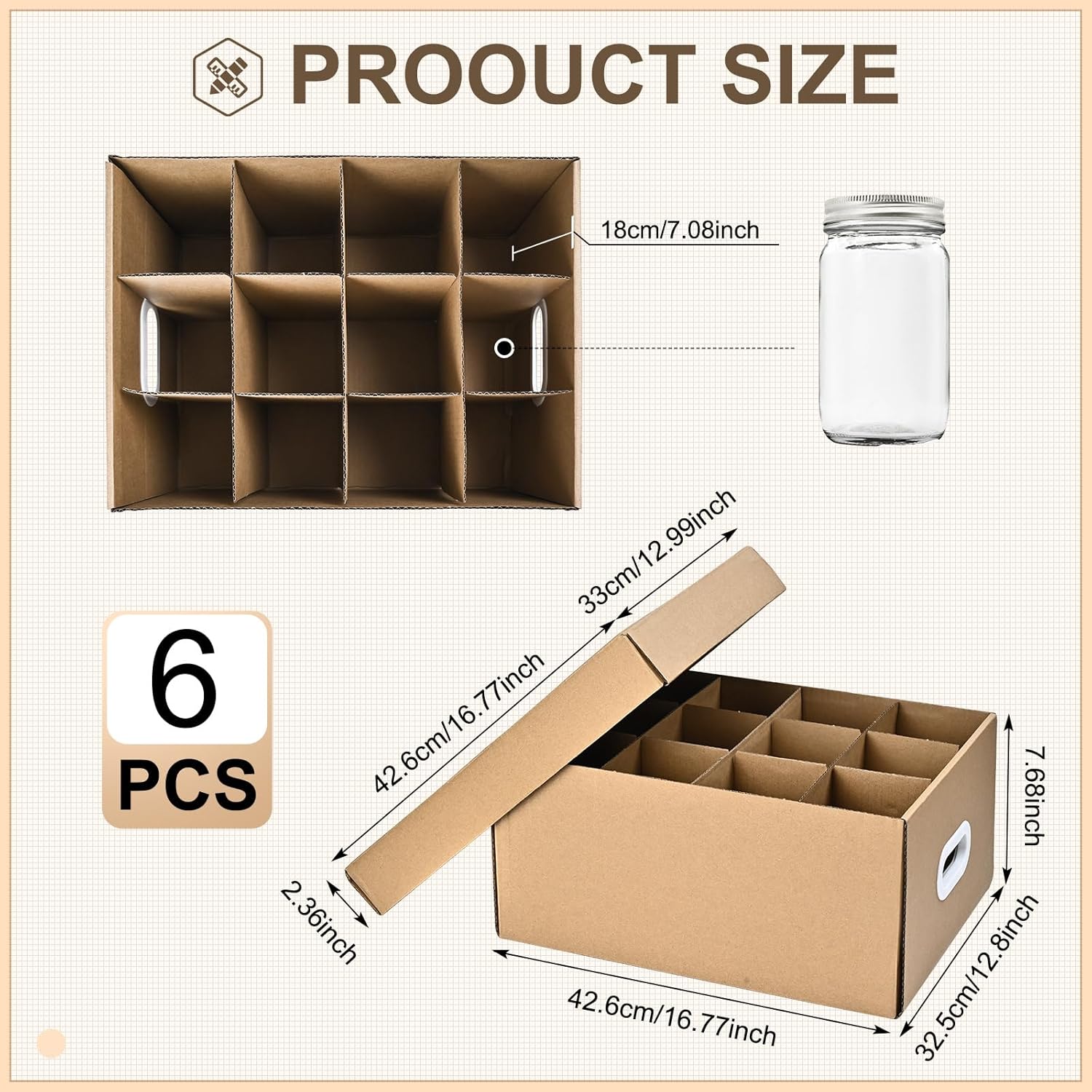 3 Pcs Mason Jar Storage Boxes