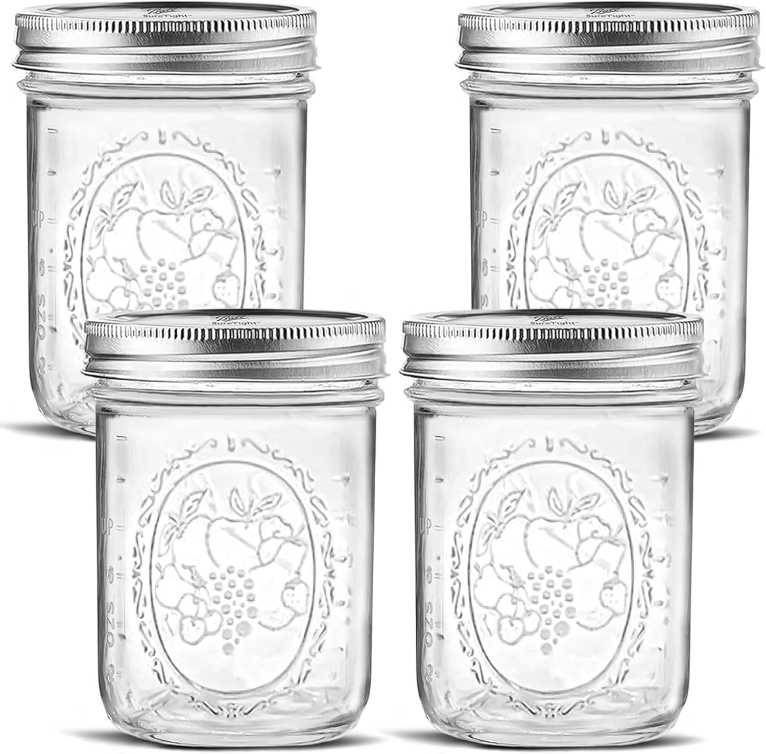 Wide Mouth Mason Jars 16 oz - 4 Pack