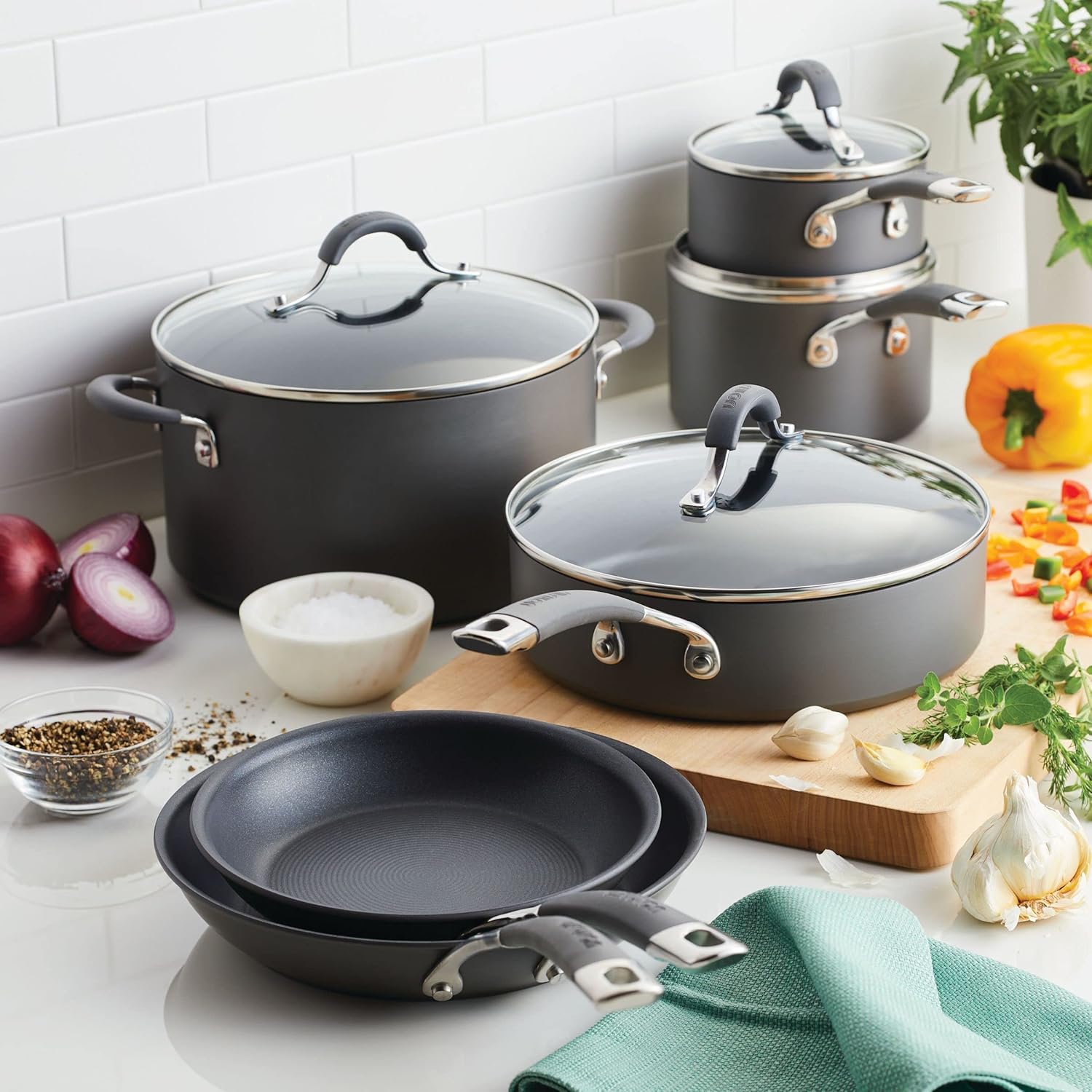 10-Piece Circulon Set Durable Nonstick dishwasher-safe