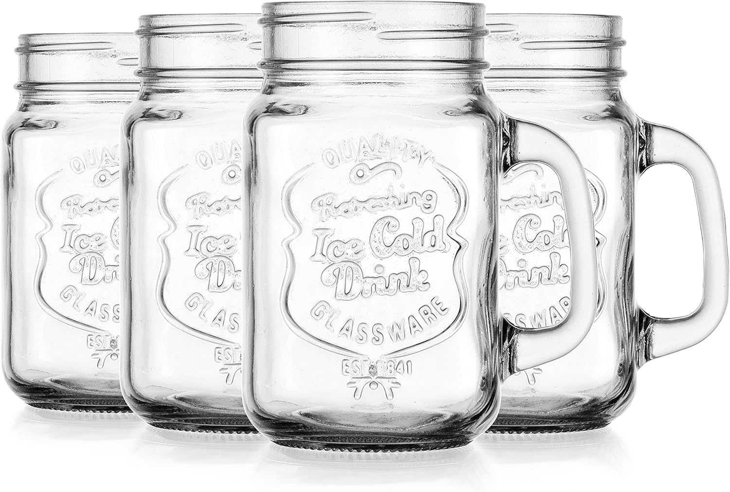 Glavers Mason Drinking Jars Set of 4 - 16 Oz