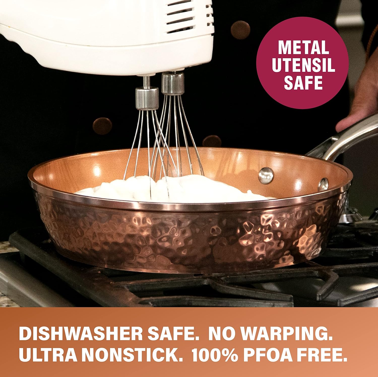 Gotham Steel Hammered Copper Cookware Set 10-Piece Non-Stick Pots Pans