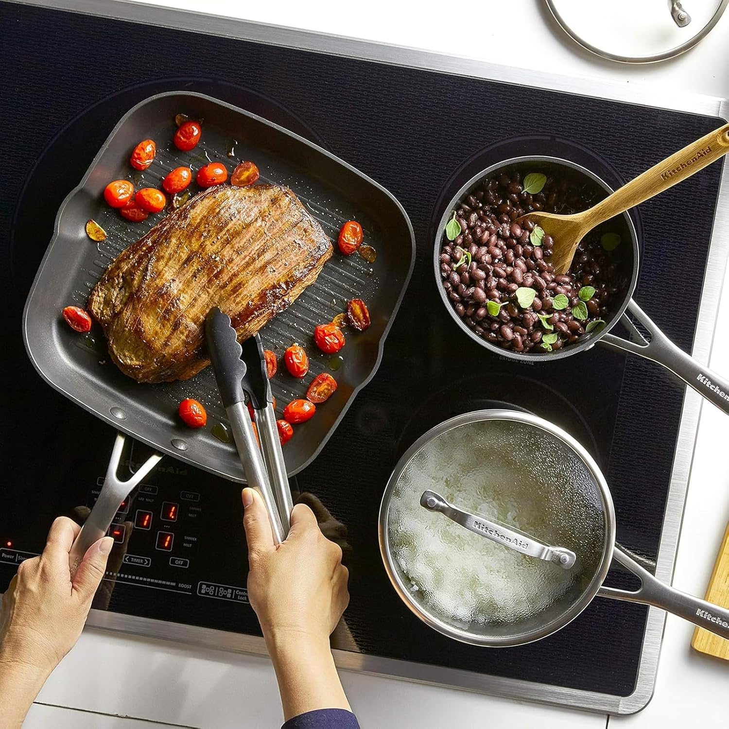 KS45R KitchenAid Hard Anodized Induction Nonstick Cookware Set 10-Piece Matte Black