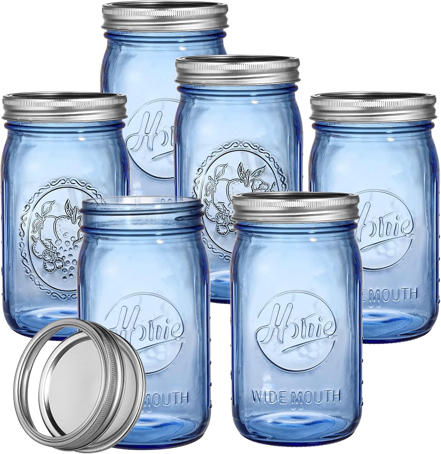 6-Pack Vintage Blue Mason Jars