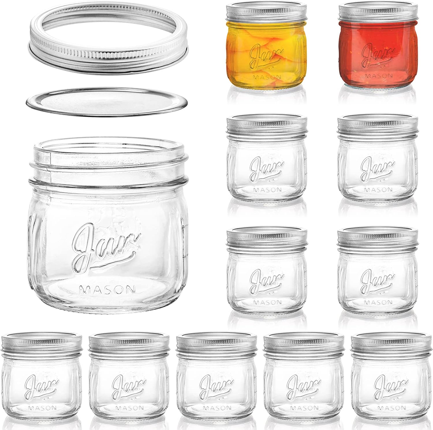 12-Piece Wide Mouth Mason Jars Perfect for Jam Jar Storage