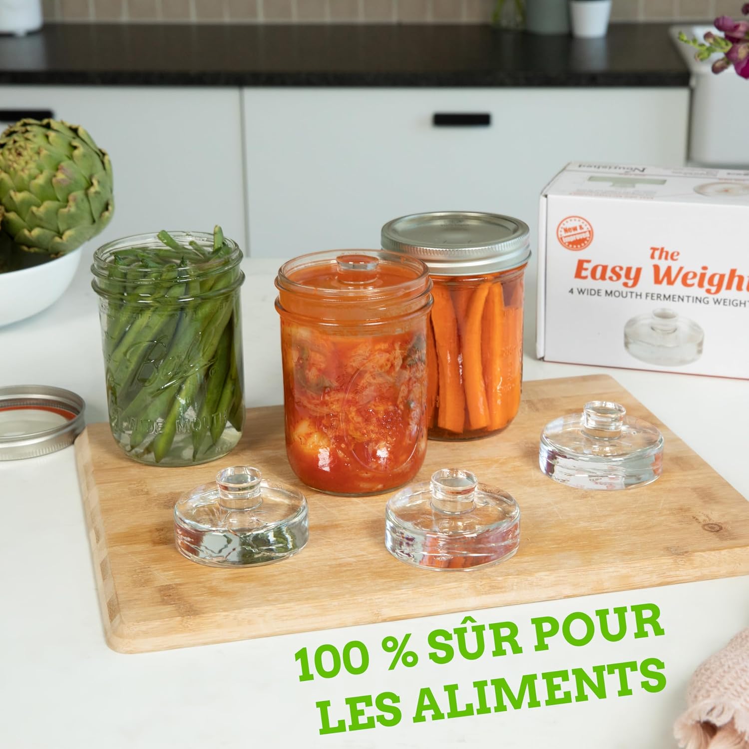 Nourished Essentials Fermentation Lids Set of 4 with Grooved Handles