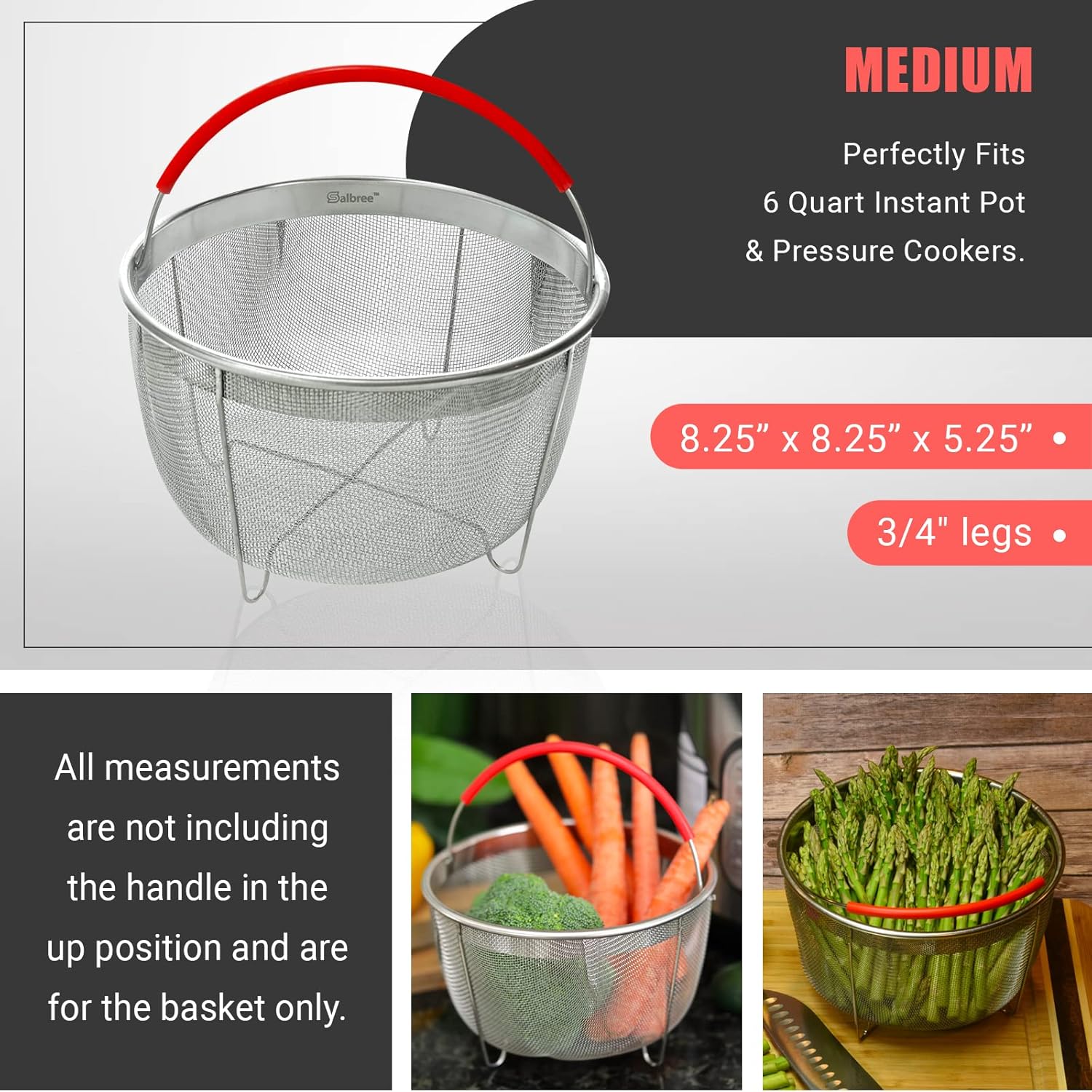 Salbree Original 6 qt Steamer Basket Instant Pot -6 qt Ivory Handle