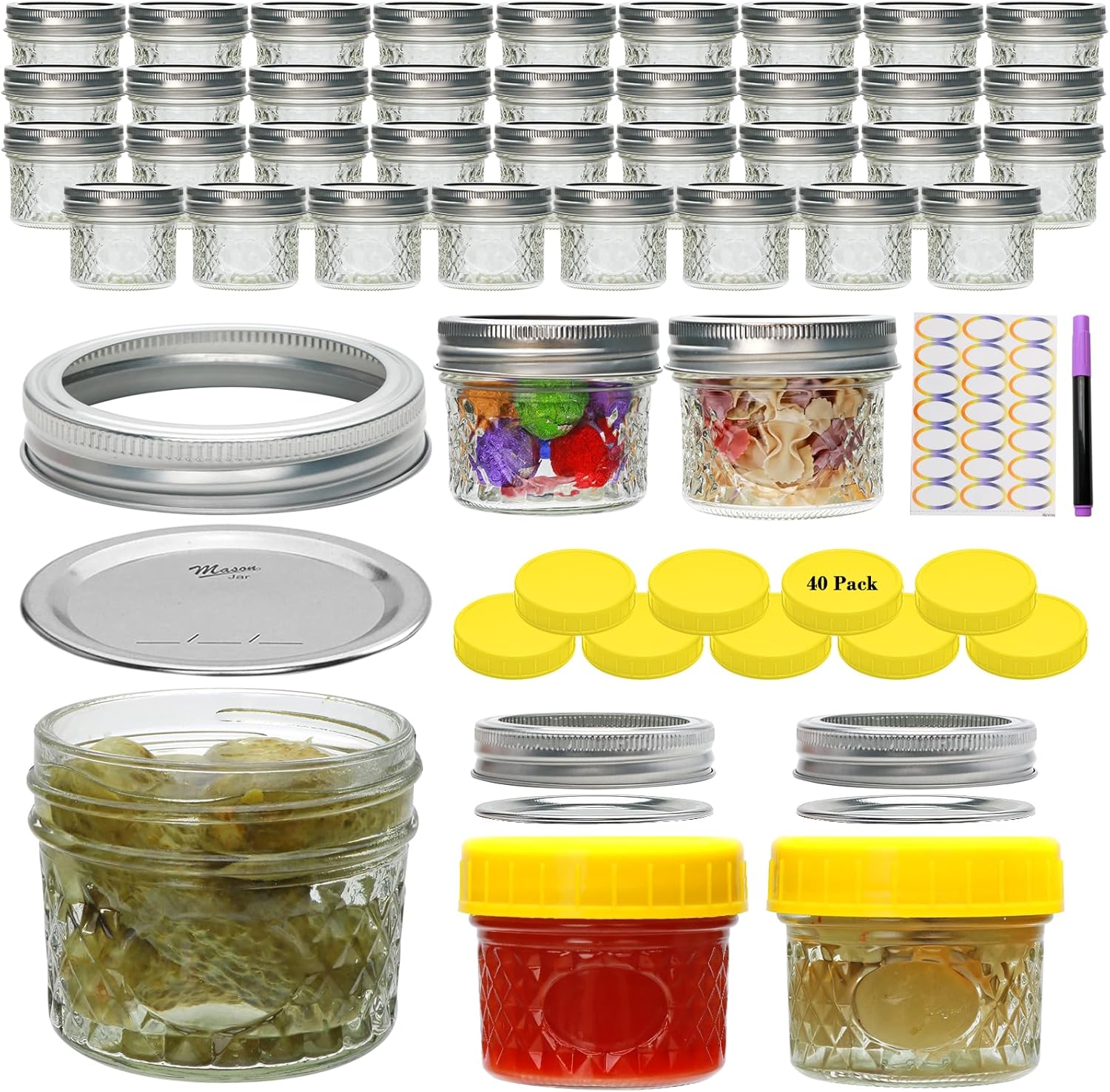 40-Piece 4 oz Mason Jars Set with lids