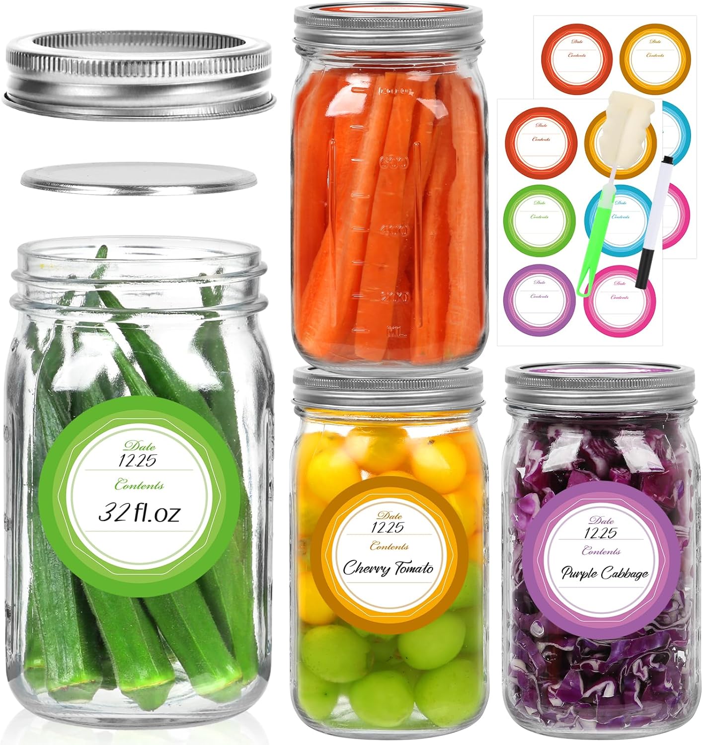 Alotpower 32 oz Mason Jars Set of 4