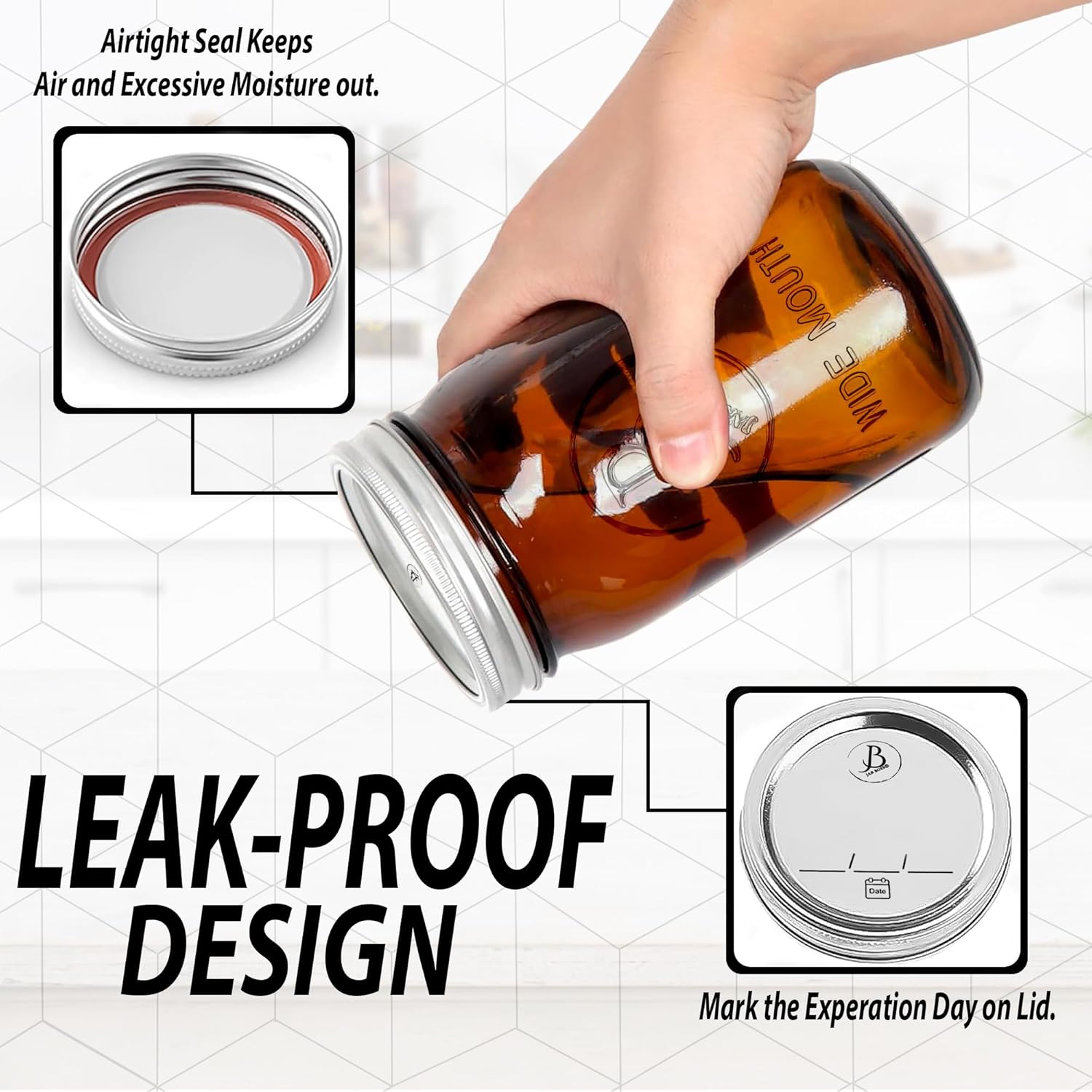 High-Quality Airtight Amber Mason Jars for Canning Fermenting and More