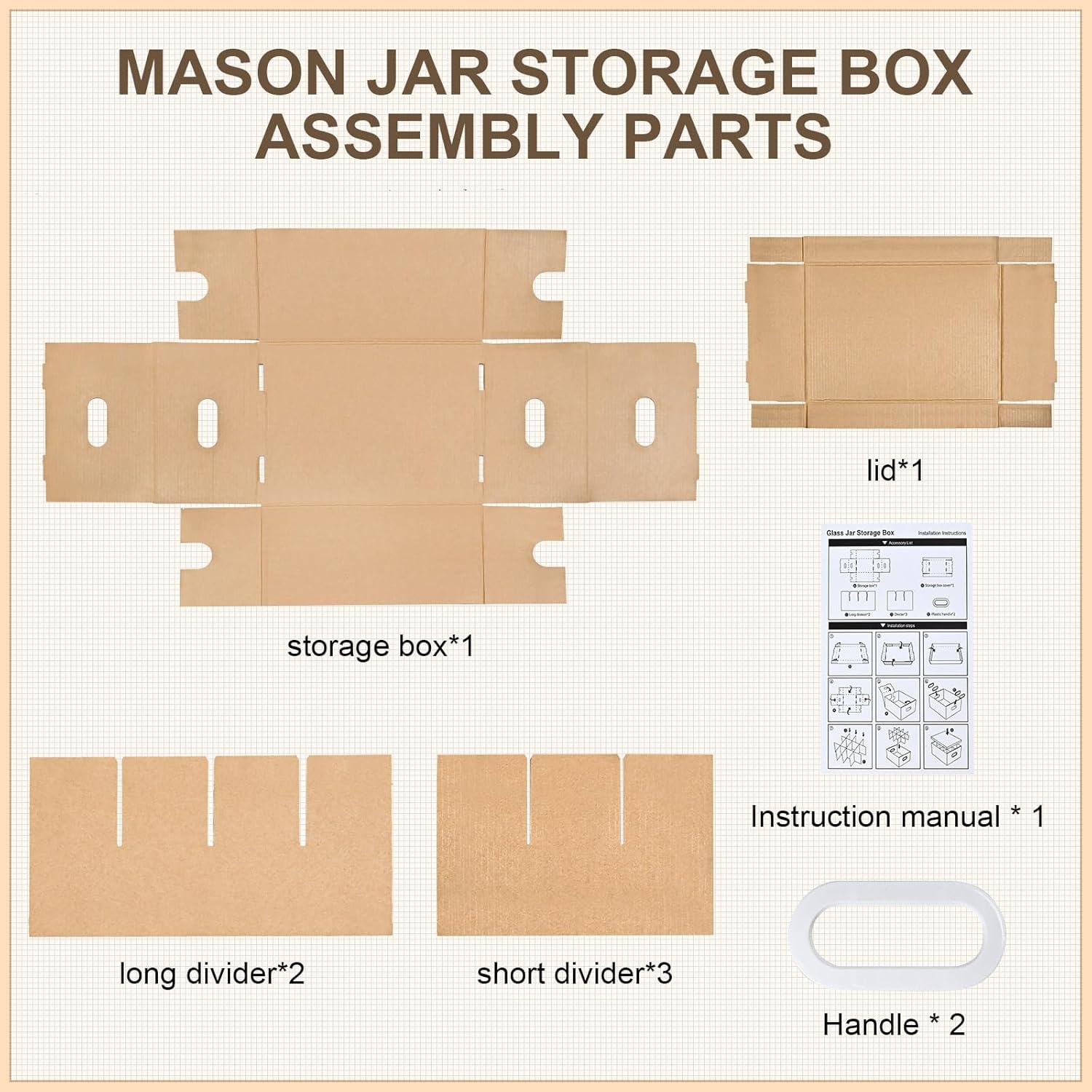 3 Pcs Mason Jar Storage Boxes
