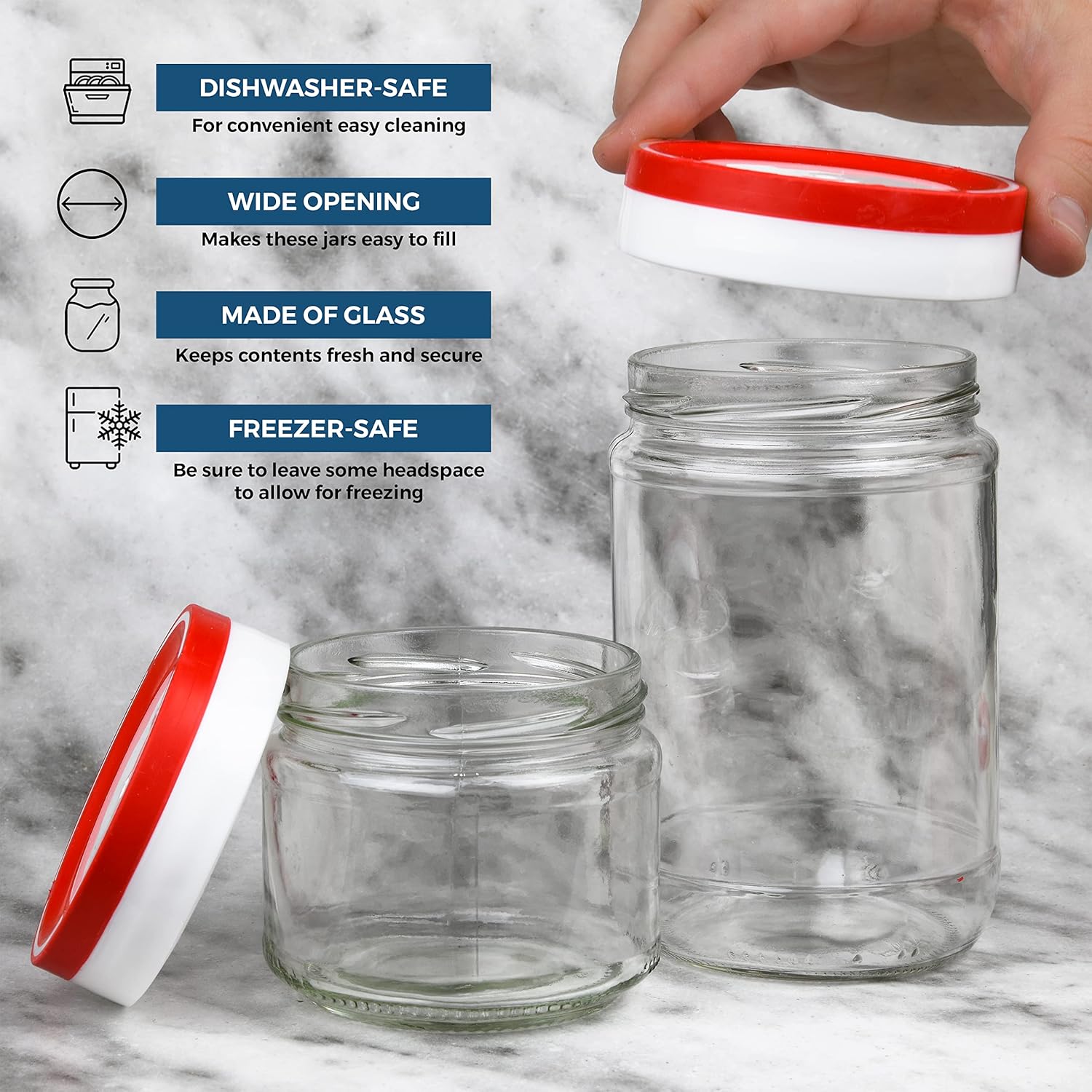 Precise Fit Glass Mason Jars for Canning 22oz Preserve Freshness