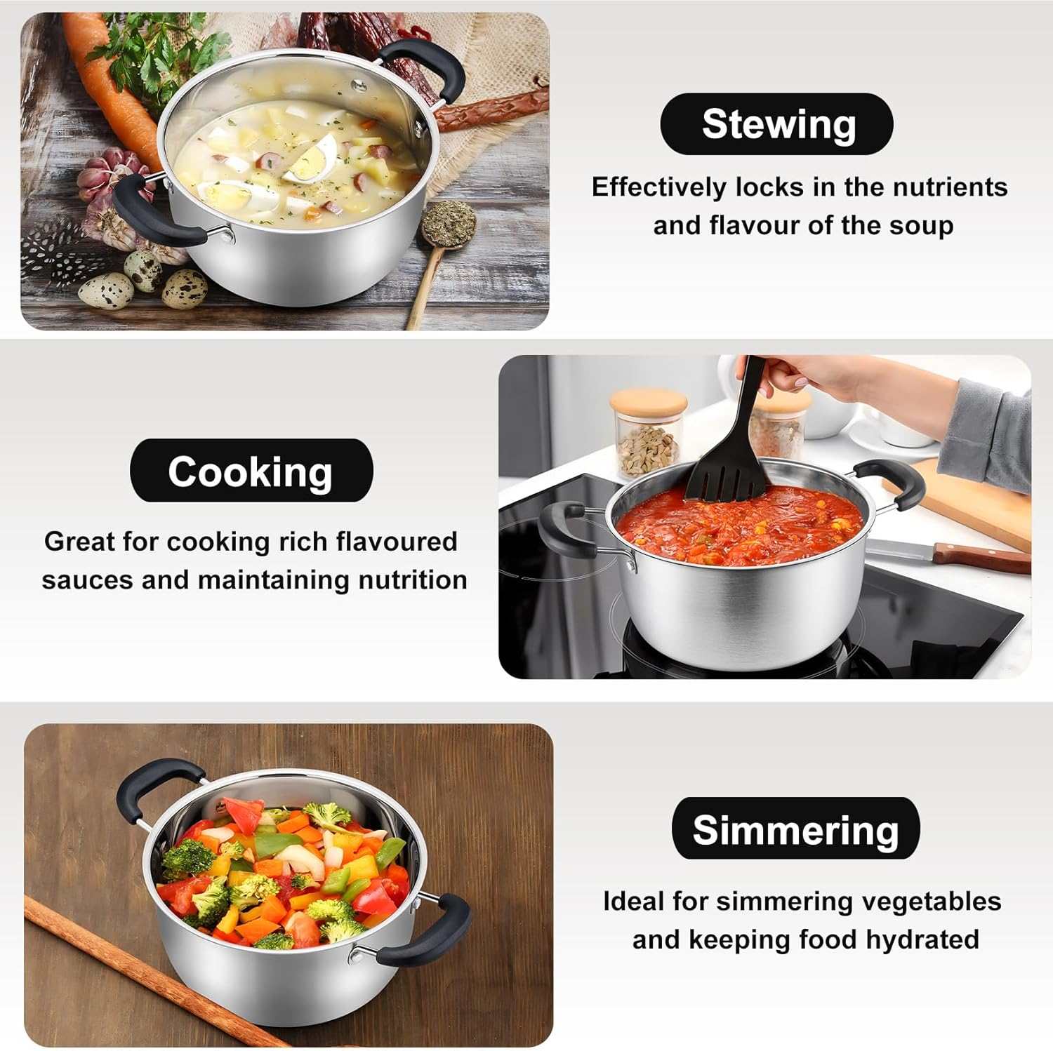 PP CHEF 4 Qt Stockpot with Lid - Stainless Steel 1