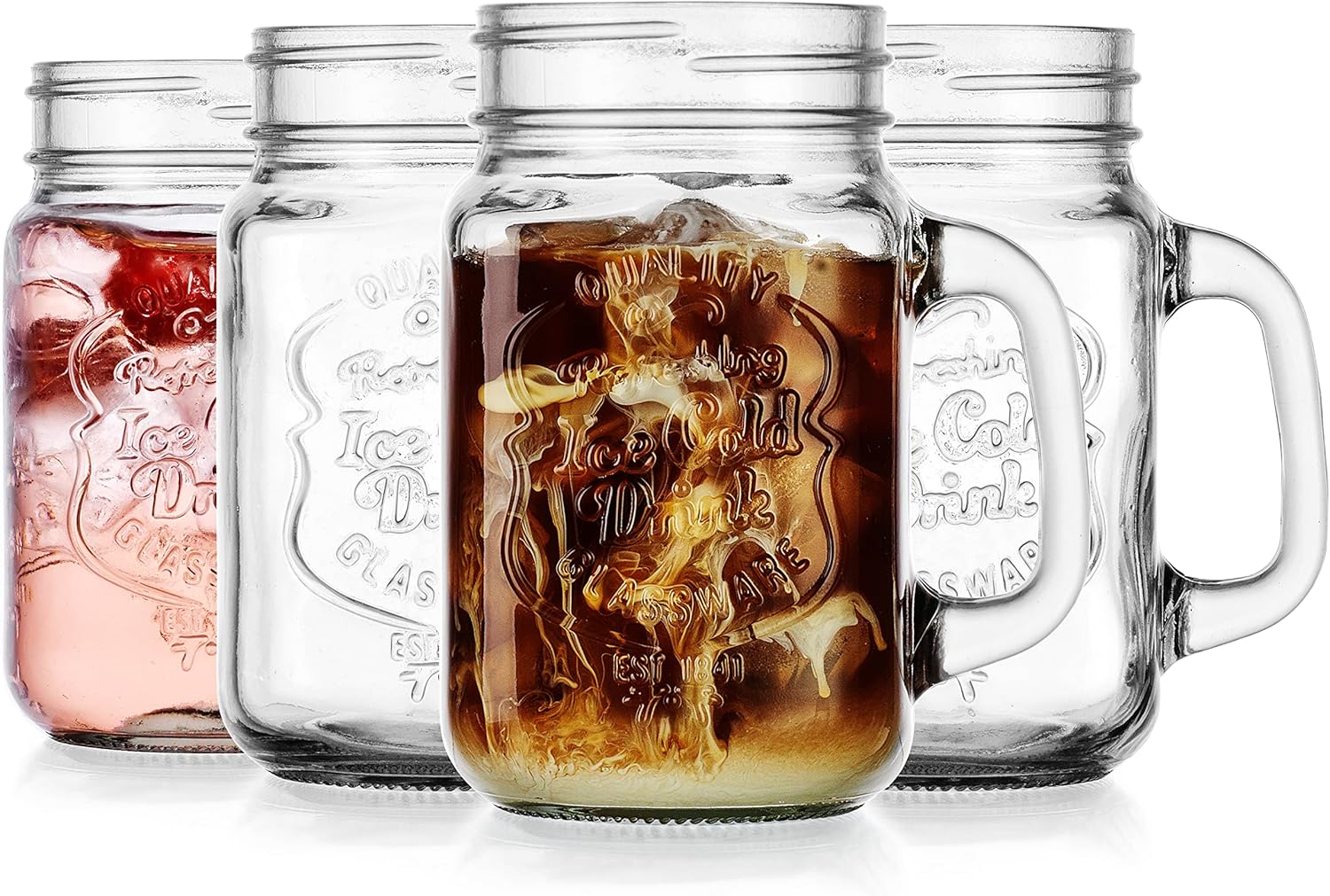 Glavers Mason Drinking Jars Set of 4 - 16 Oz