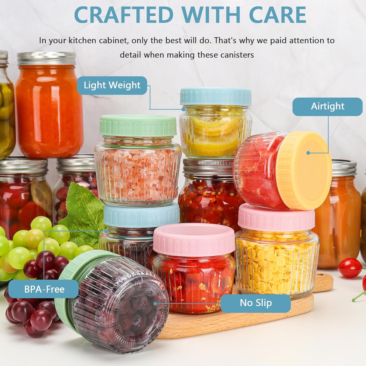 CehomiElegant Durable Glass Mason Jars 6 Pack