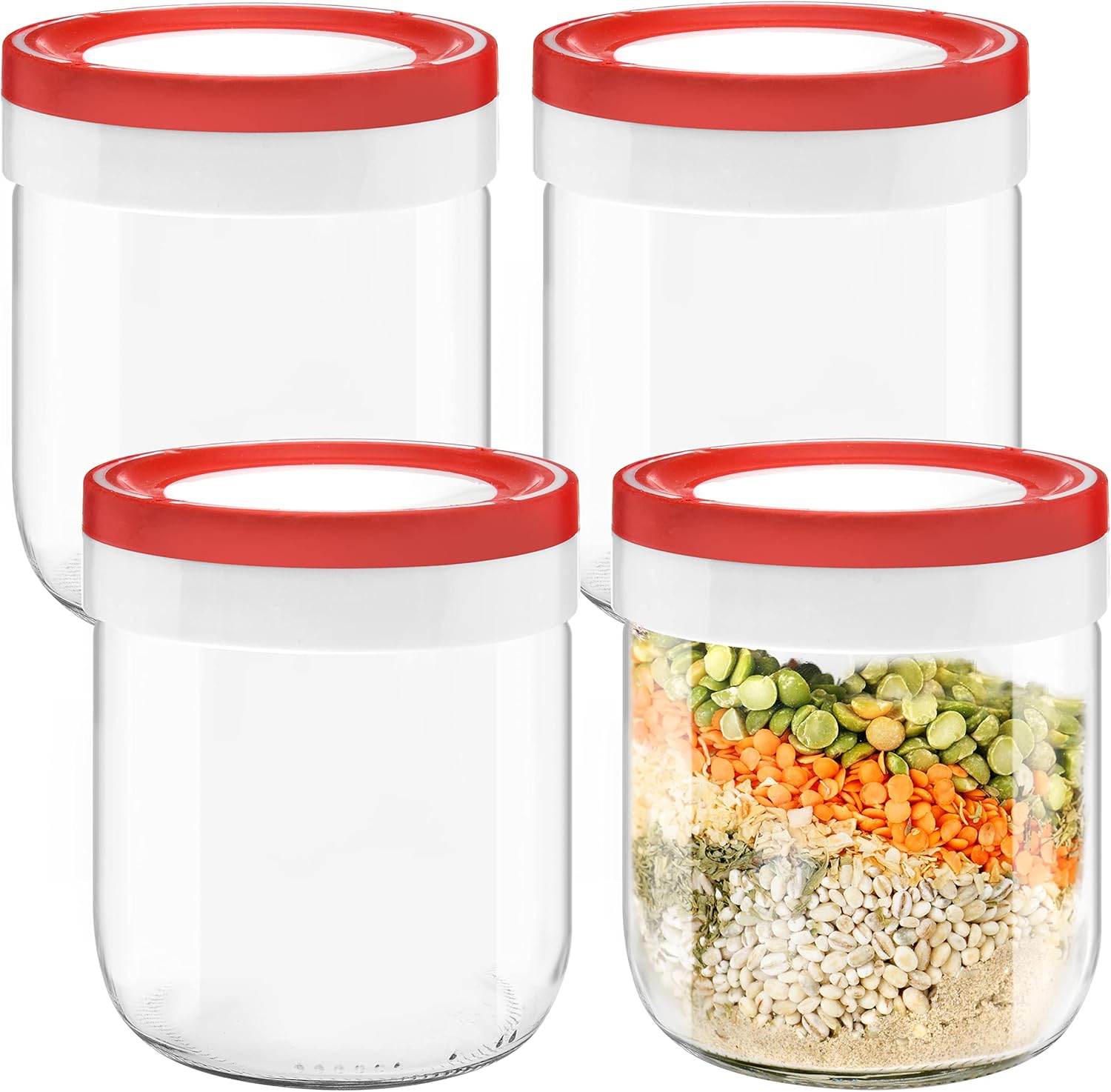 4-Pack Mason Jars for Meal Prep Storage