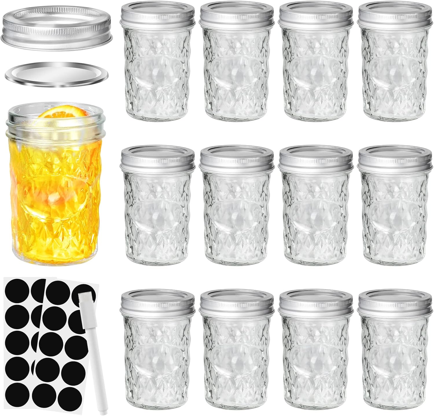 Moniko 6oz Mason Jars with Lids 12-Pack for Canning Storage