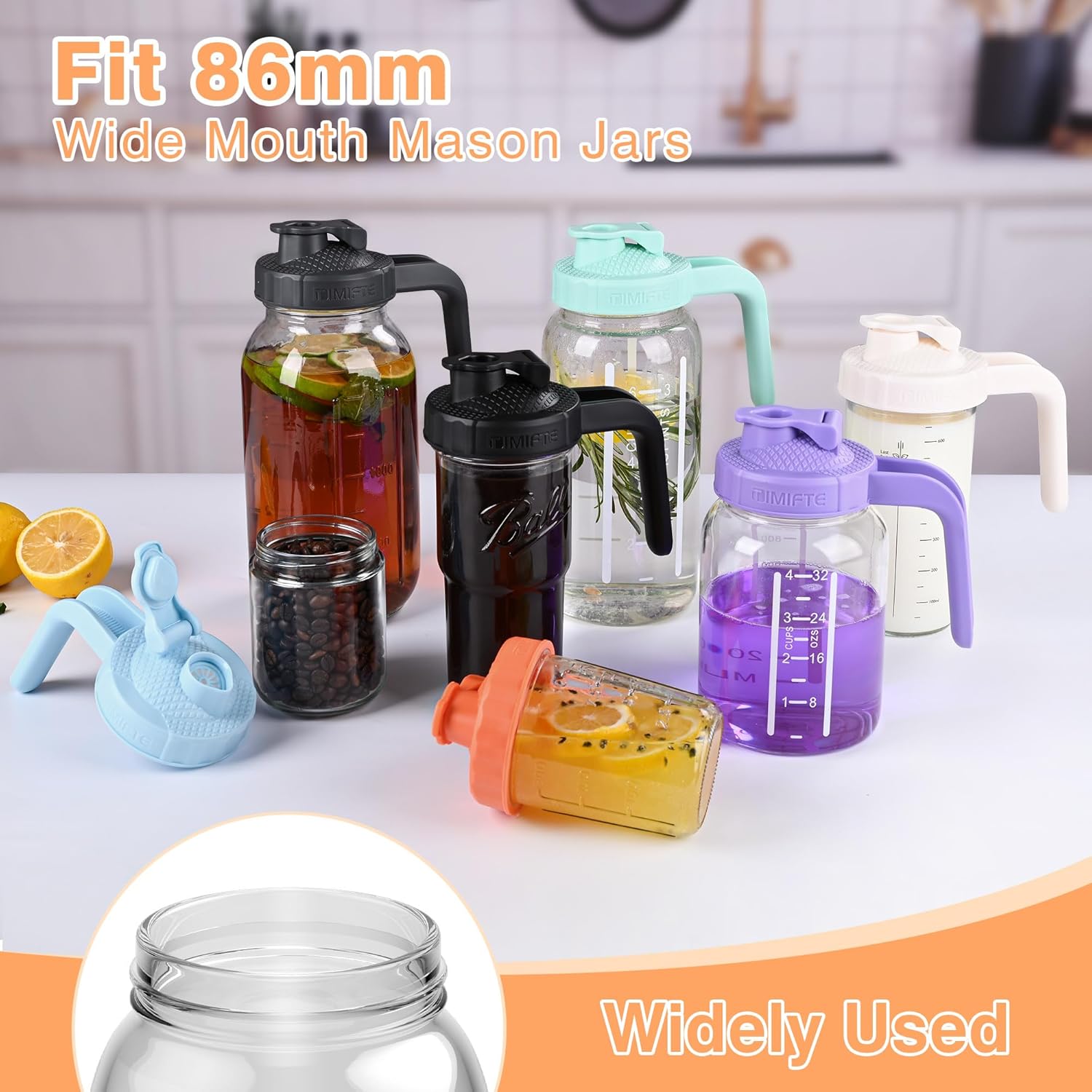 Mason Jar Pour Spout Lid - Ergonomic Handle Durable Leak-Proof