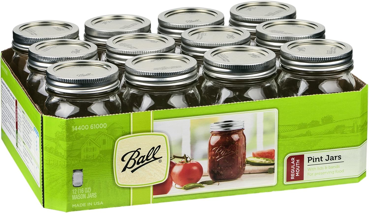 Ball Regular Mouth Canning Jar 12-Piece Set for Home Use