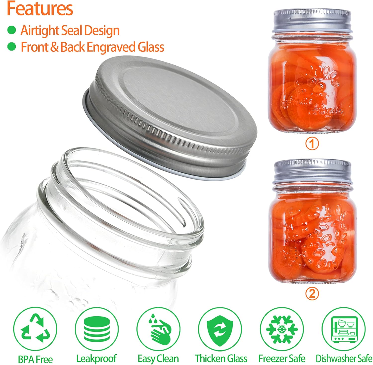 Compact 6 OZ Glass Mason Jars for Food Storage