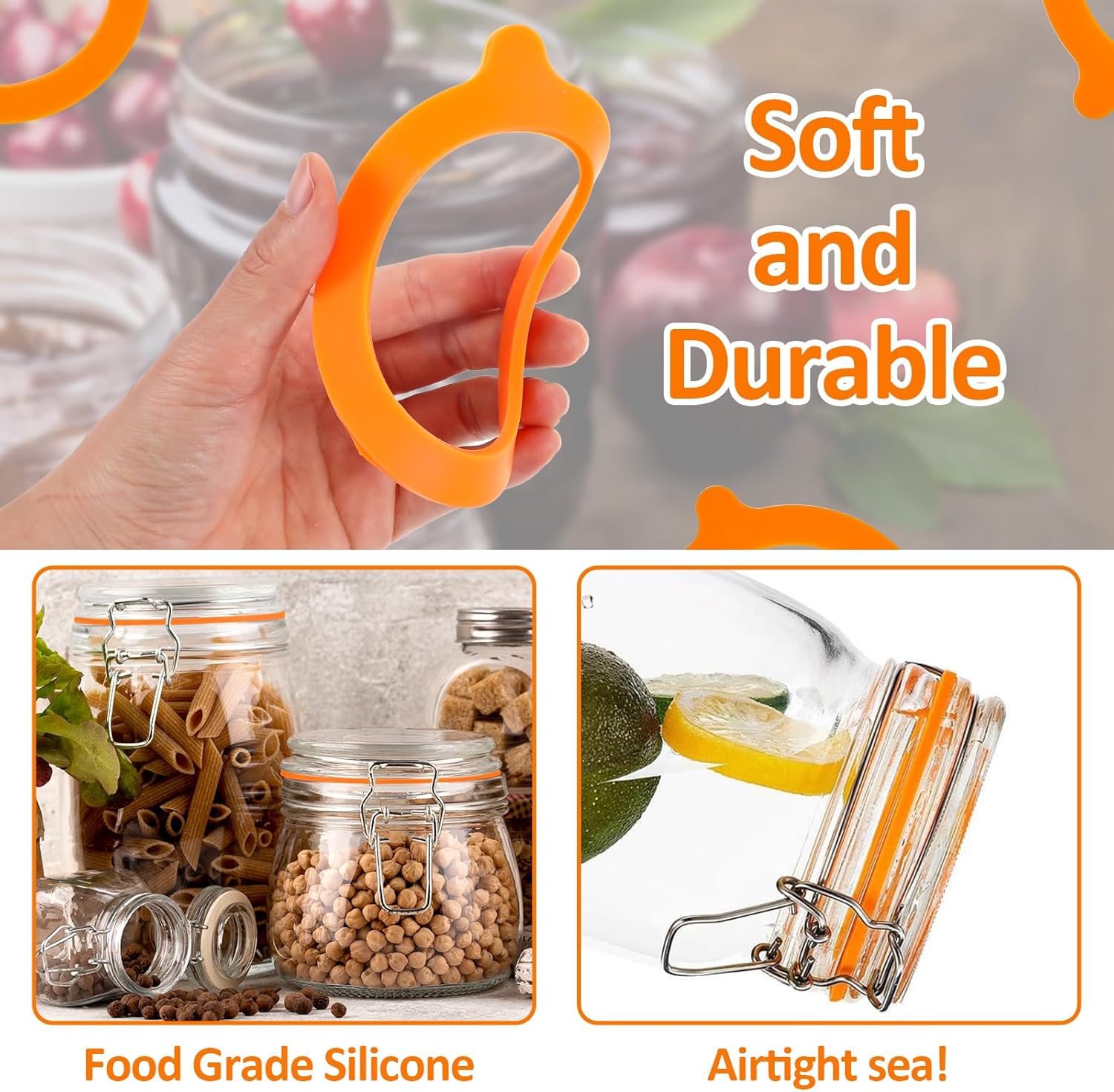8-Piece Silicone Replacement Gaskets for Glass Jars