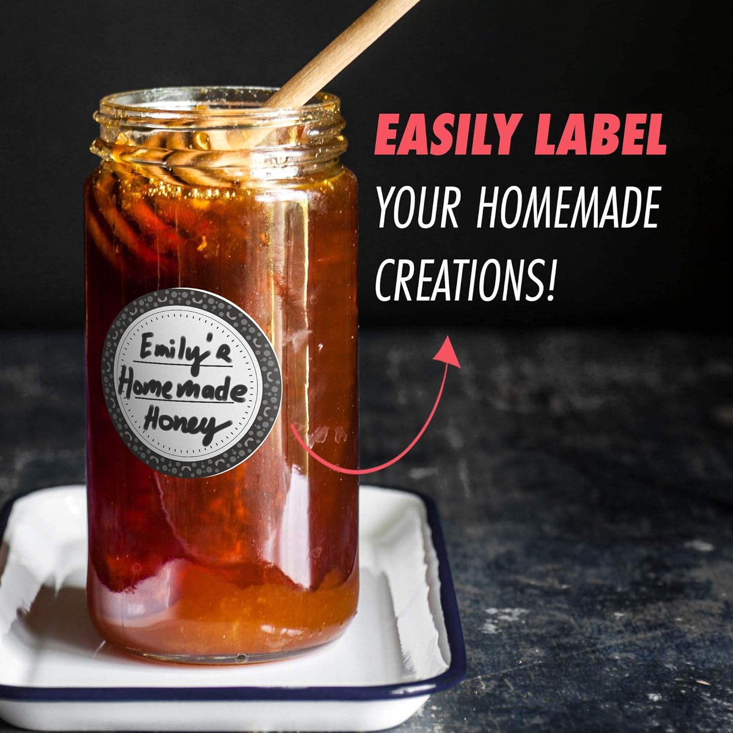 Messy-Free Canning Labels for Jars 2 Black Set of 200