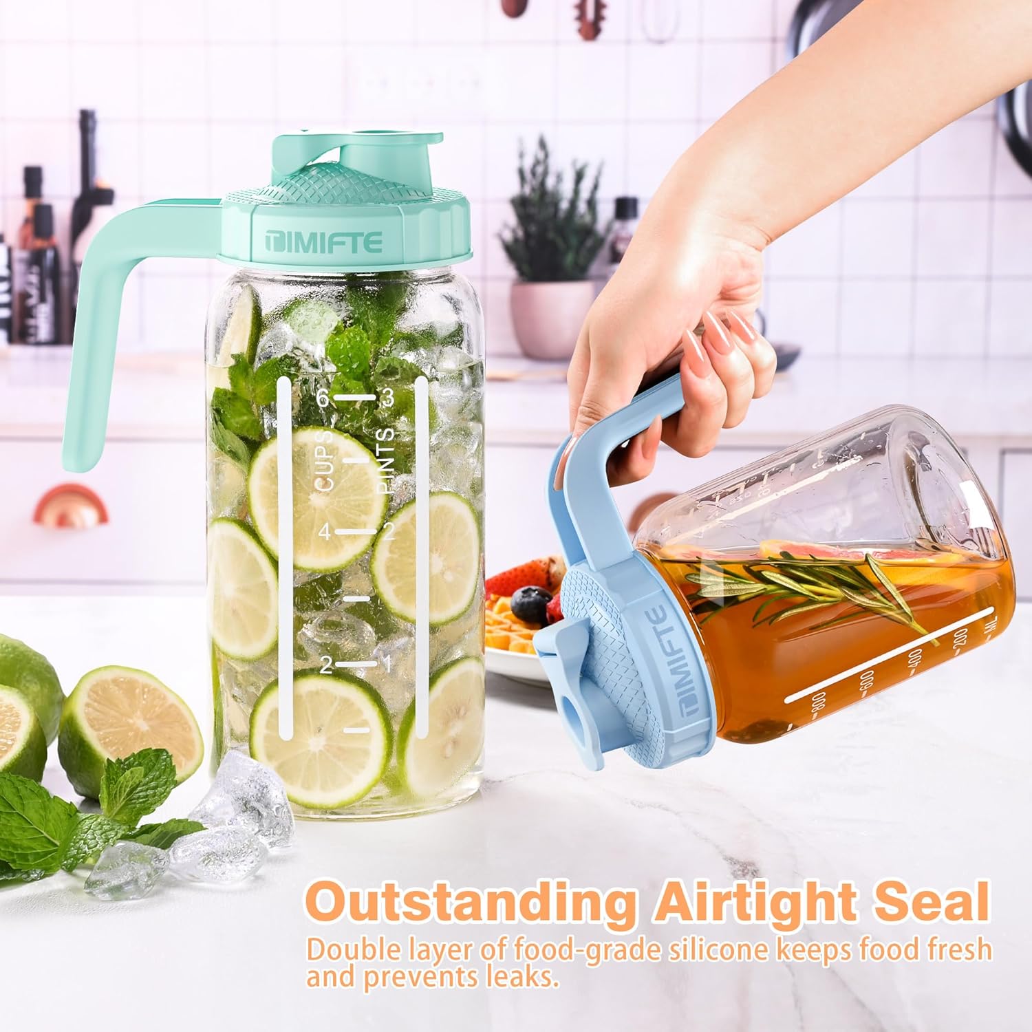 Mason Jar Pour Spout Lid - Ergonomic Handle Durable Leak-Proof