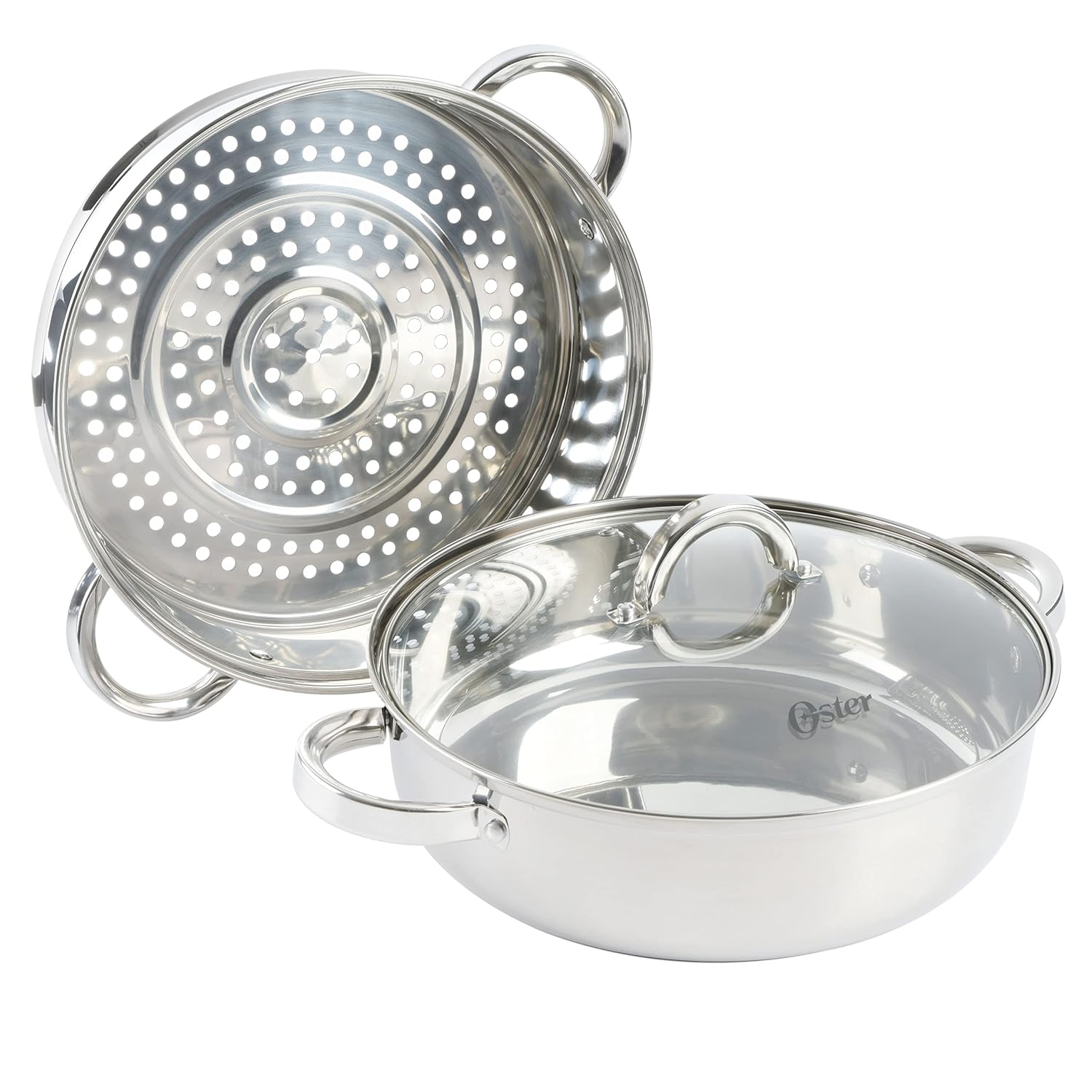 Oster Sangerfield 6 Qt Casserole with Steamer Basket Stainless Steel