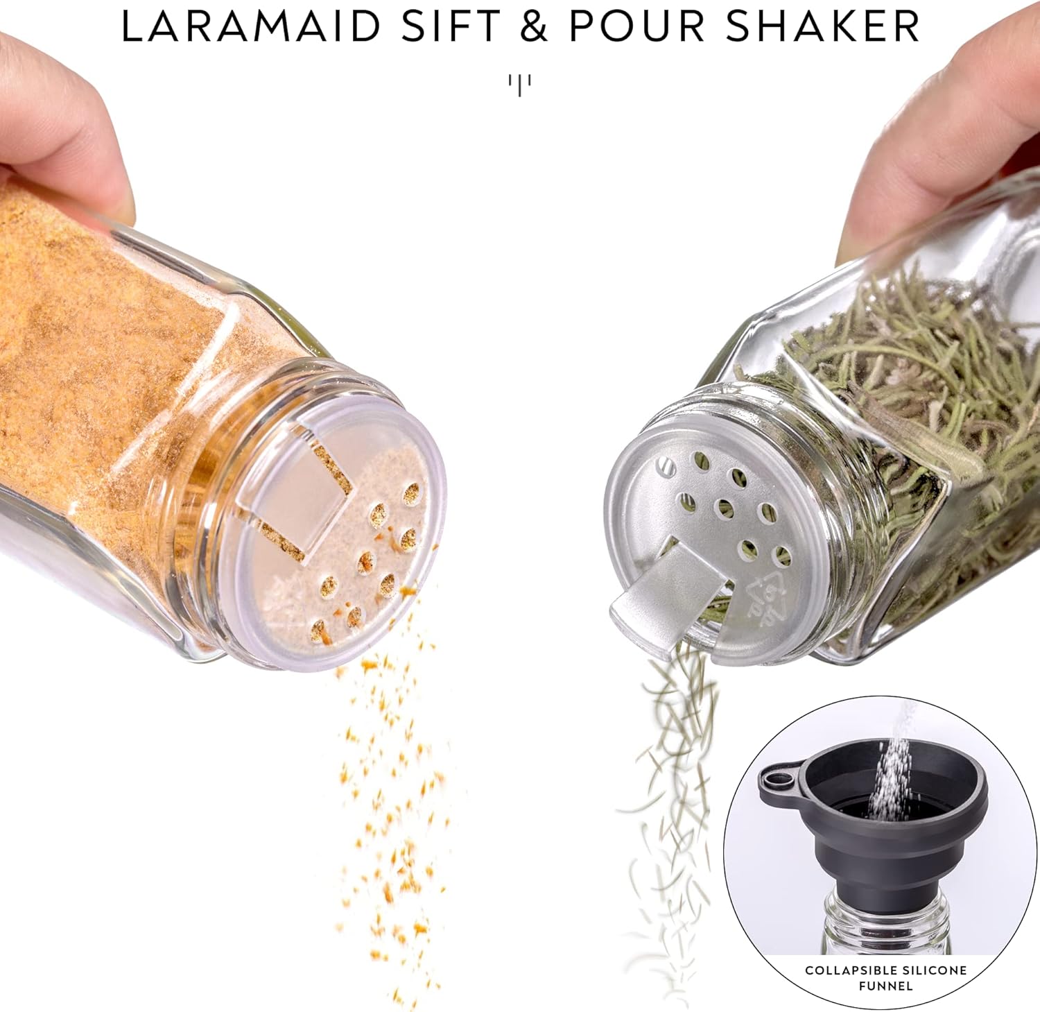 Laramaid 4oz 36-Pack Glass Jars with Black Vinyl Labels Airtight Metal Caps