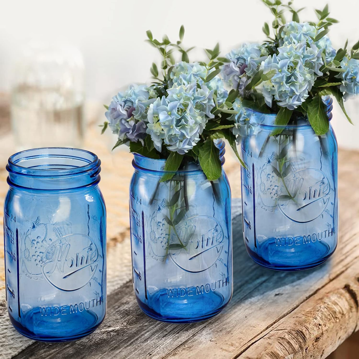 6-Pack Vintage Blue Mason Jars