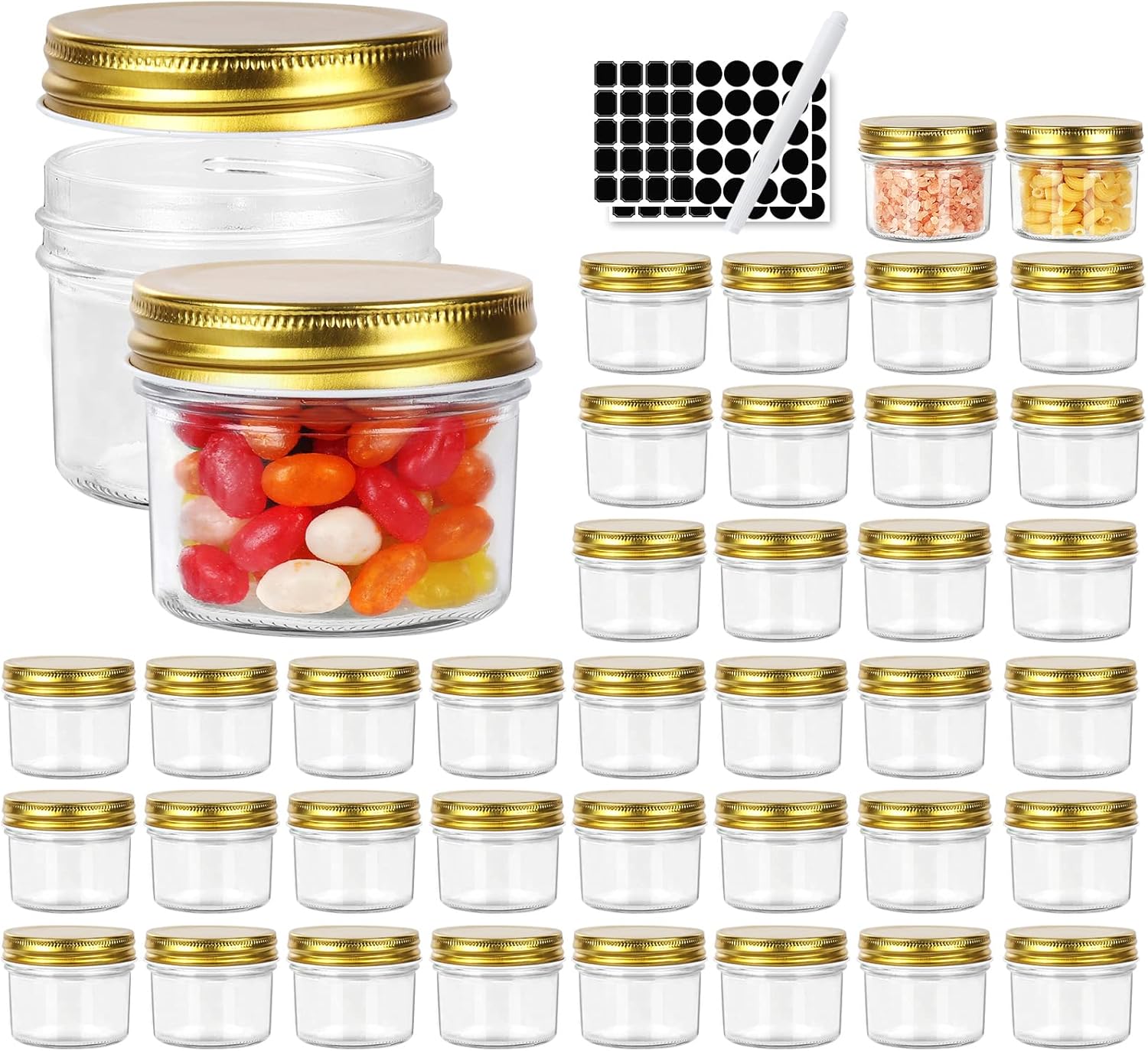 Betrome 4 oz Clear Glass Mason Jars 40-Piece Set