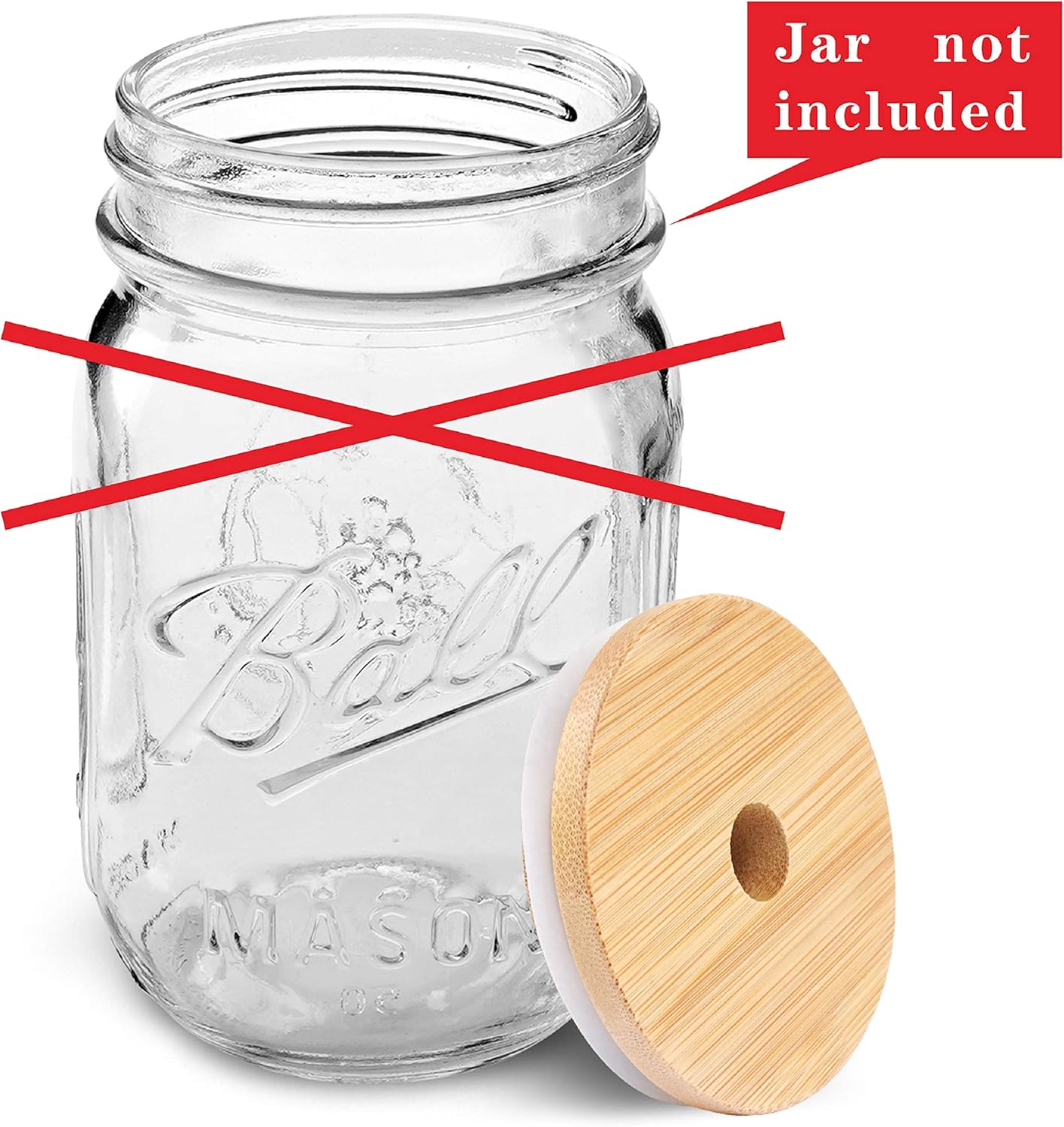 Reusable Bamboo Mason Jar Lid with Straw Cleaning Brush Set