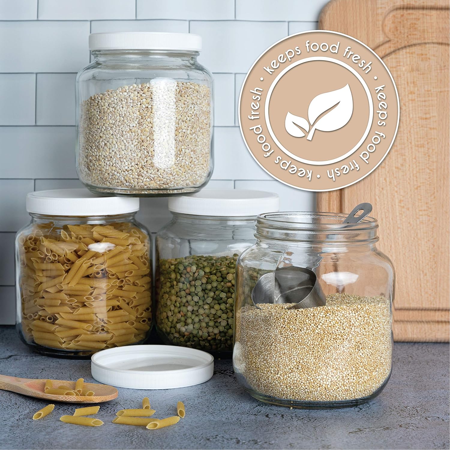 Kitchentoolz 2-Pack Mason Jars Dual-Use BPA-Free Airtight Food Drink
