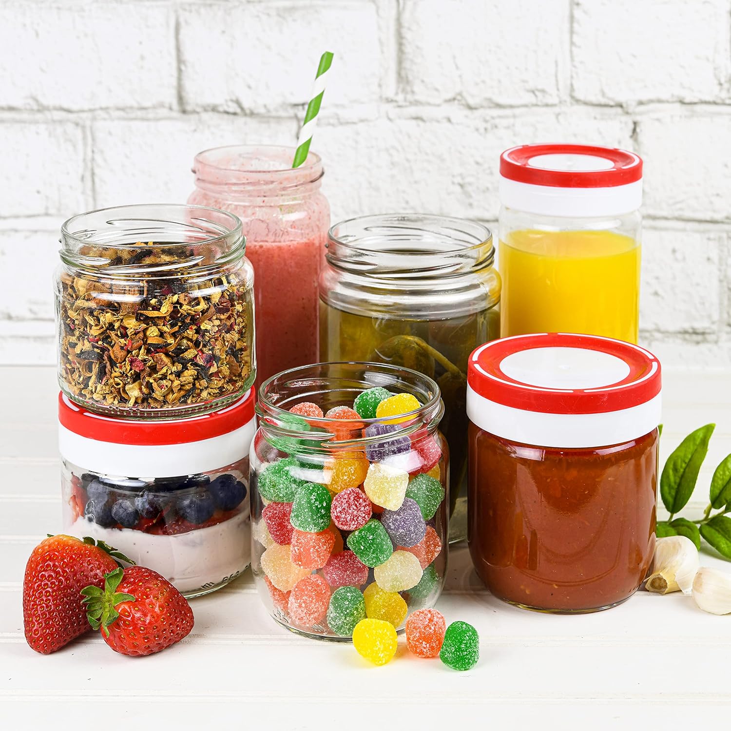 Precise Fit Glass Mason Jars for Canning 22oz Preserve Freshness