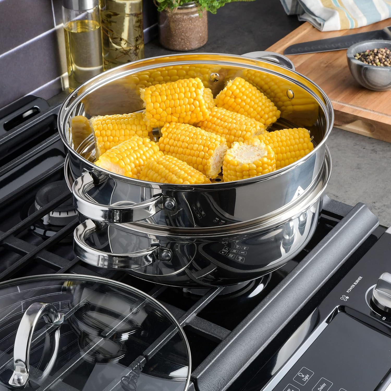 Oster Sangerfield 6 Qt Casserole with Steamer Basket Stainless Steel