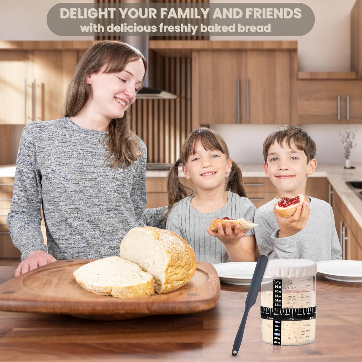 BareHome Sourdough Starter Jar Kit 35 oz