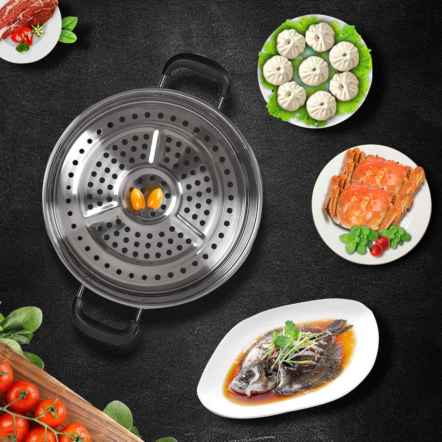 Triple-Ended 30cm Stainless Steel Steamer Pot