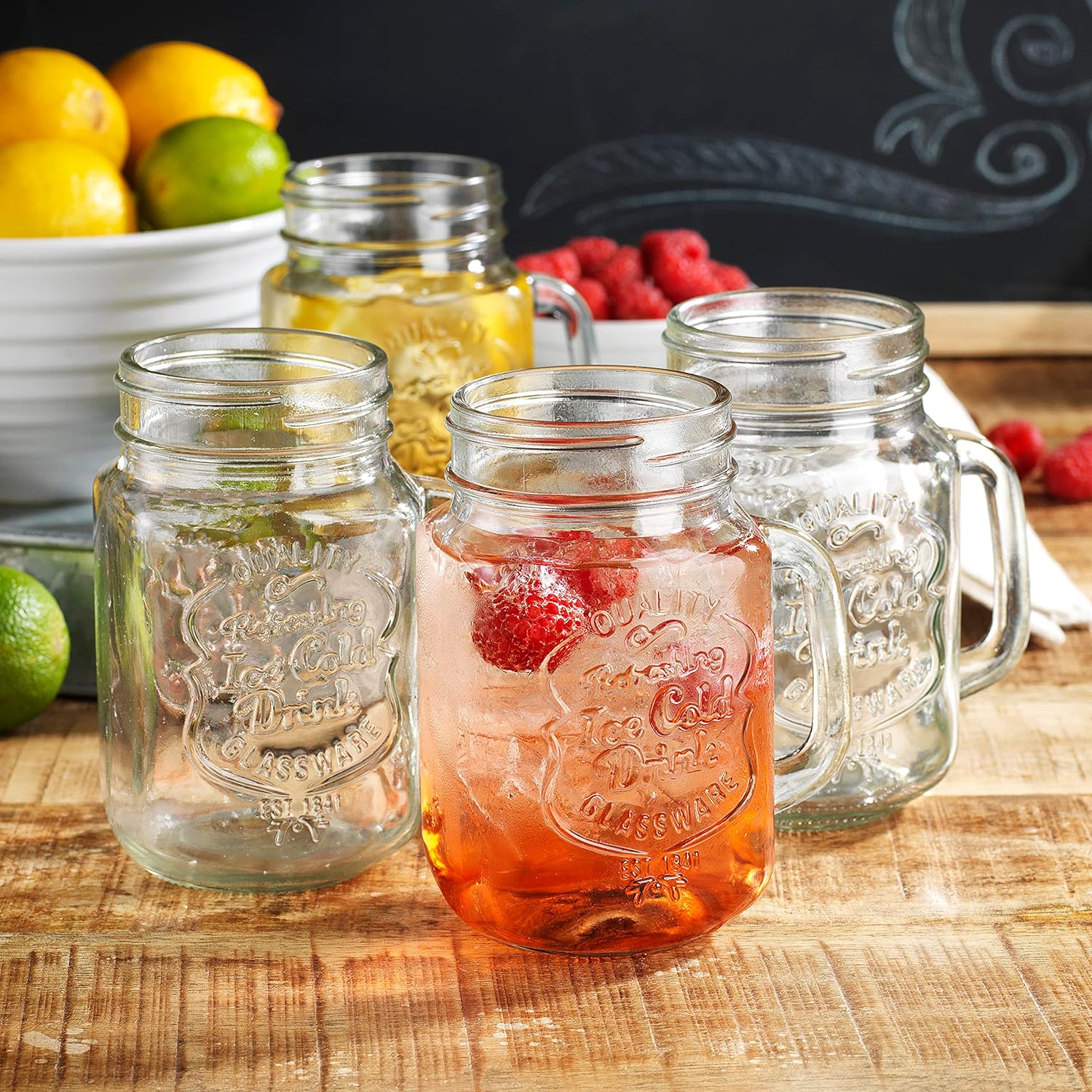 Glavers Mason Drinking Jars Set of 4 - 16 Oz